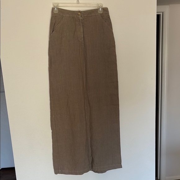 Vintage Brown Tan 120% Lino Luxury Skirt Maxi made in Italy size 42 - Picture 1 of 8